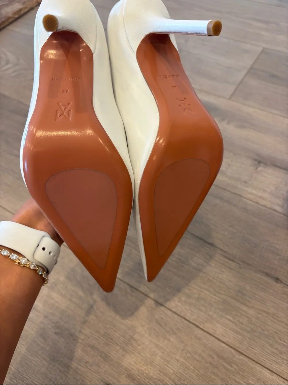 NEW Amina Muaddi White Nappa Pointed Barbara Stiletto Pump